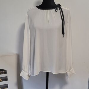 Elegant White Blouse with Black Accent